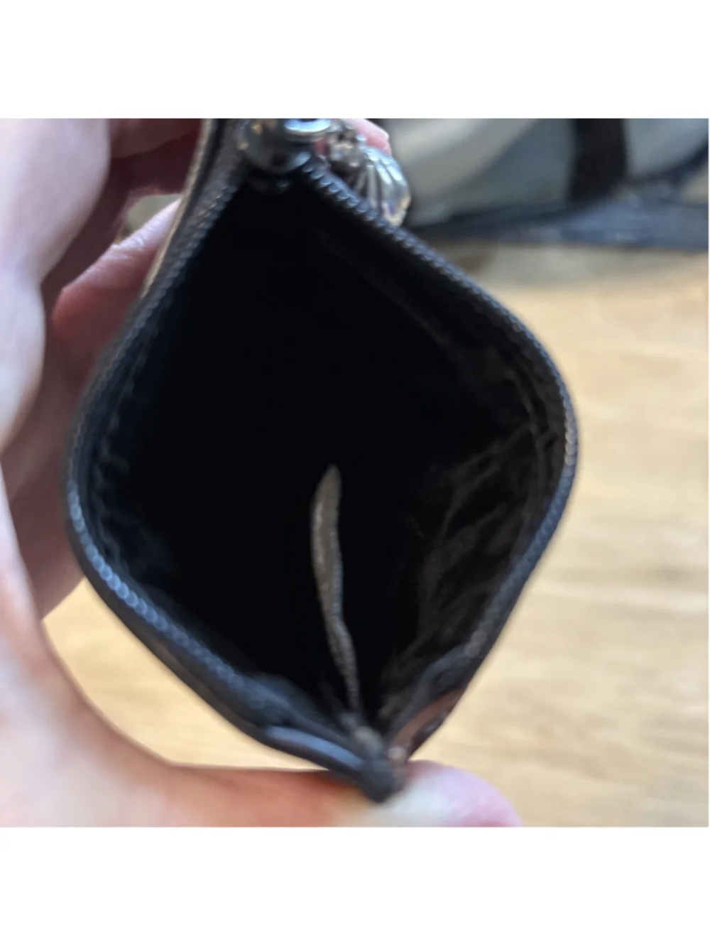 Vintage Brighton Leather Coin Purse Black With Brown Croc Embossed Trim